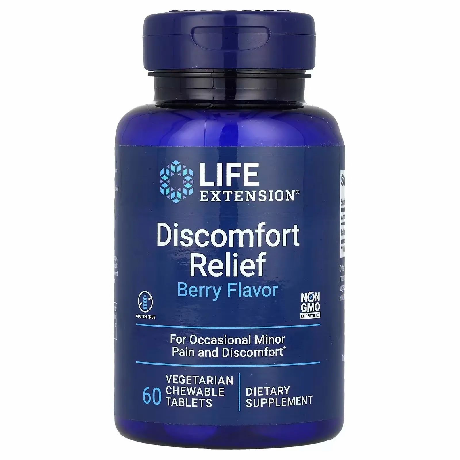 Life Extension PEA Discomfort Relief, bessensmaak, 60 vegetarische kauwtabletten.