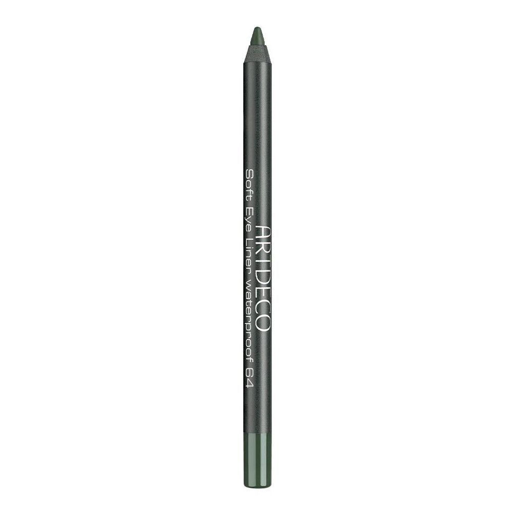 Artdeco Soft Eye Liner Waterproof, couleur 64, crayon vert. Crayon noir avec extrémité verte. Nom du produit et marque visibles.