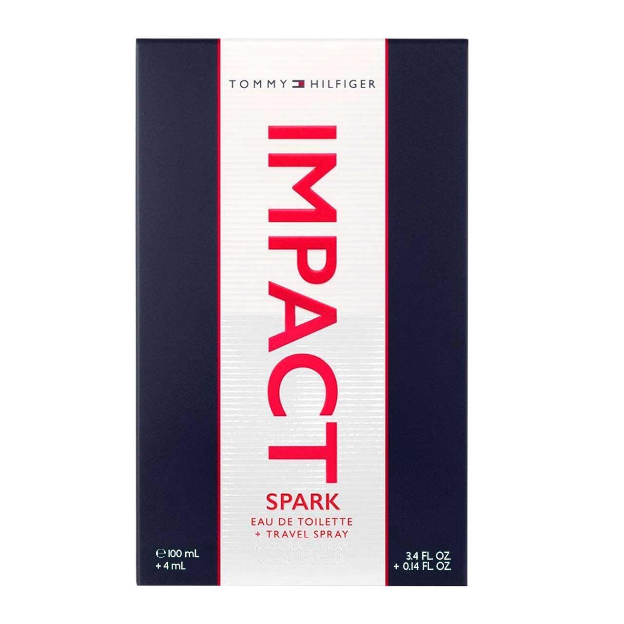 Verpakking Tommy Hilfiger Impact Spark Eau de Toilette 100ml + 4ml reisverstuiver.