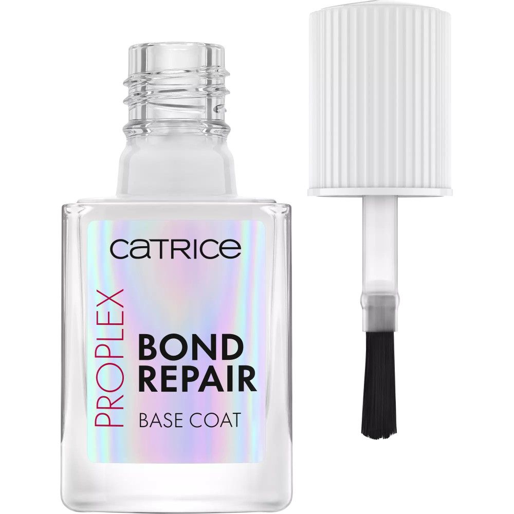 Catrice Bond Repair Base Coat. Transparante fles met witte dop en kwast. Productnaam en merk duidelijk zichtbaar.