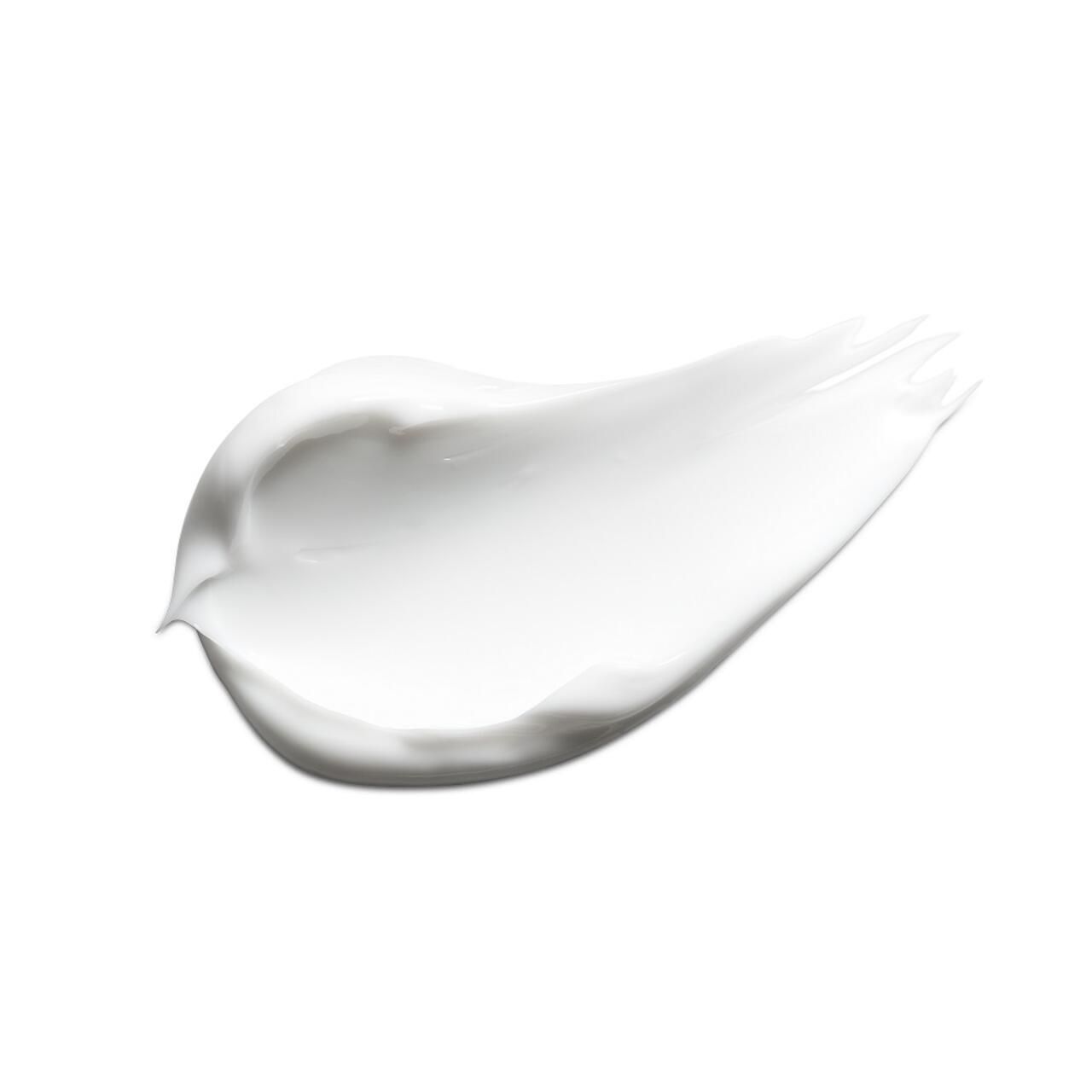 Witte crèmevlek op witte achtergrond. Textuur met afgeronde punt.