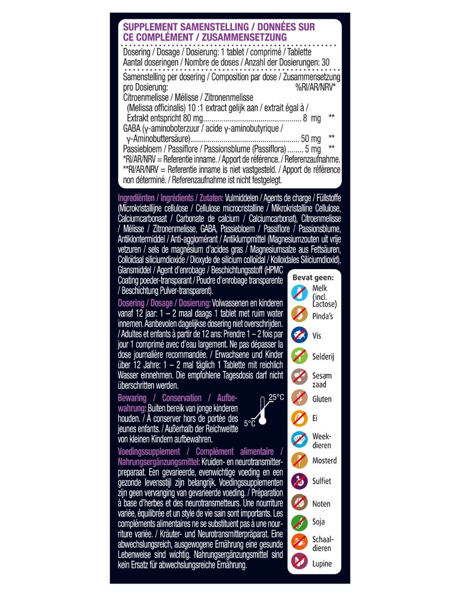 Dos de la boîte de Lucovitaal Rust Balans. Contient des informations sur la composition et le dosage.