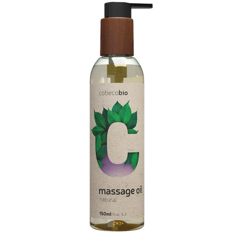 Flacon pompe, huile de massage bio Cobeco, soin naturel.
