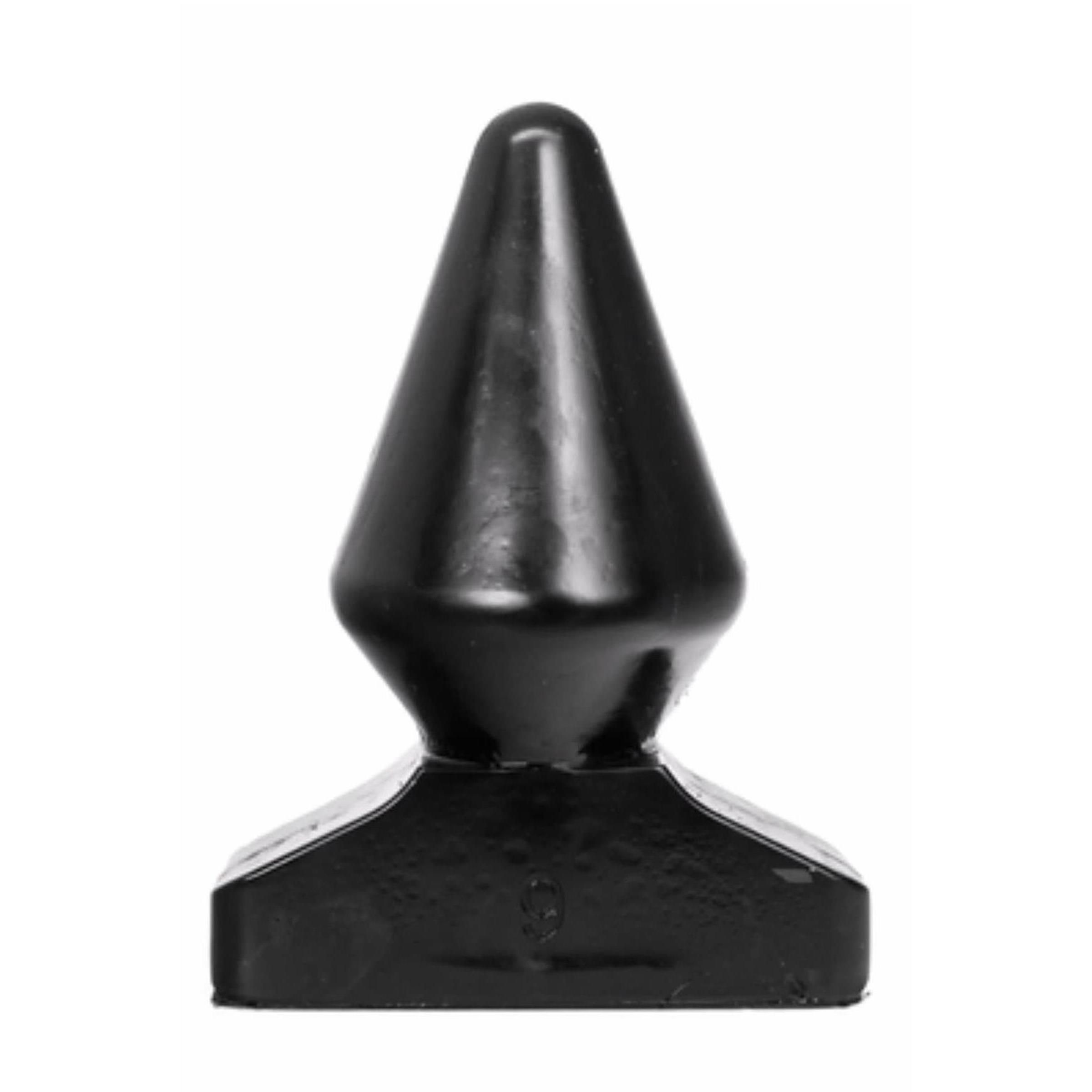Bouchon anal noir en forme de cône avec une base large.