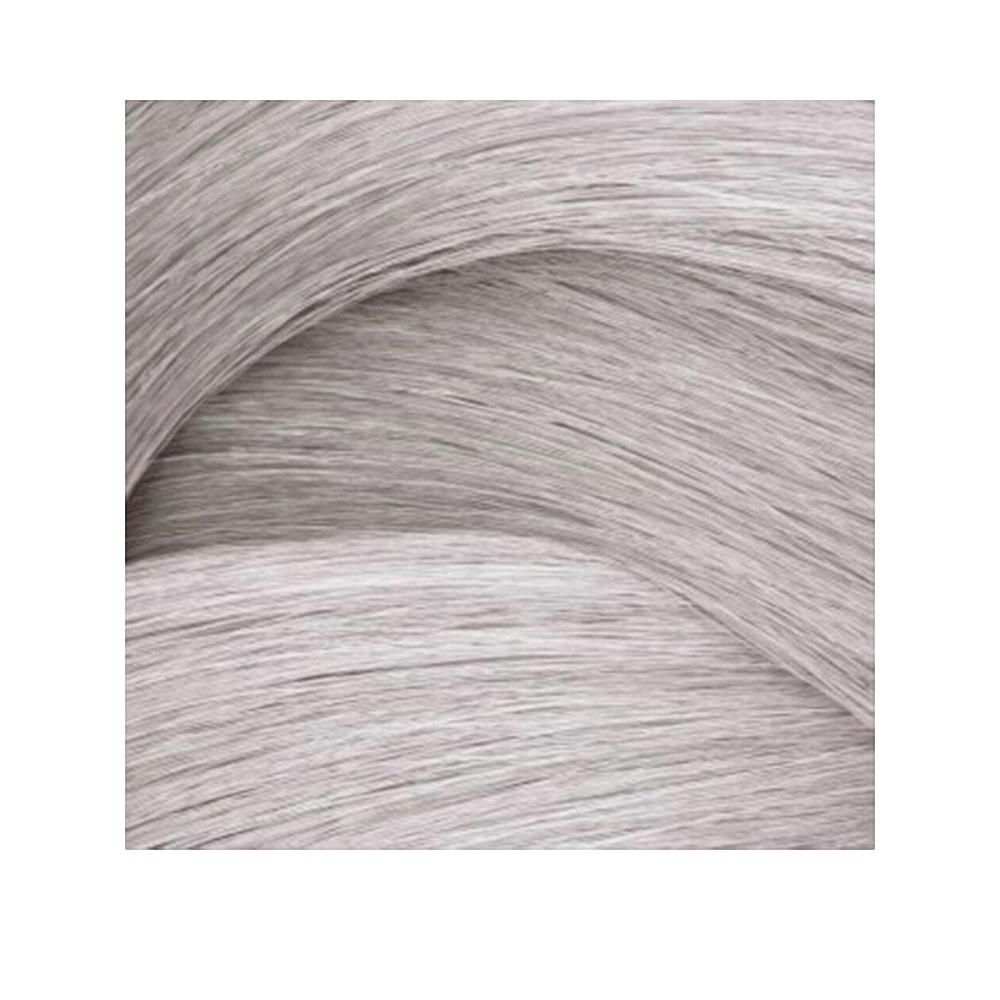 Grijze haarstreng, close-up. De textuur van het haar is zichtbaar.