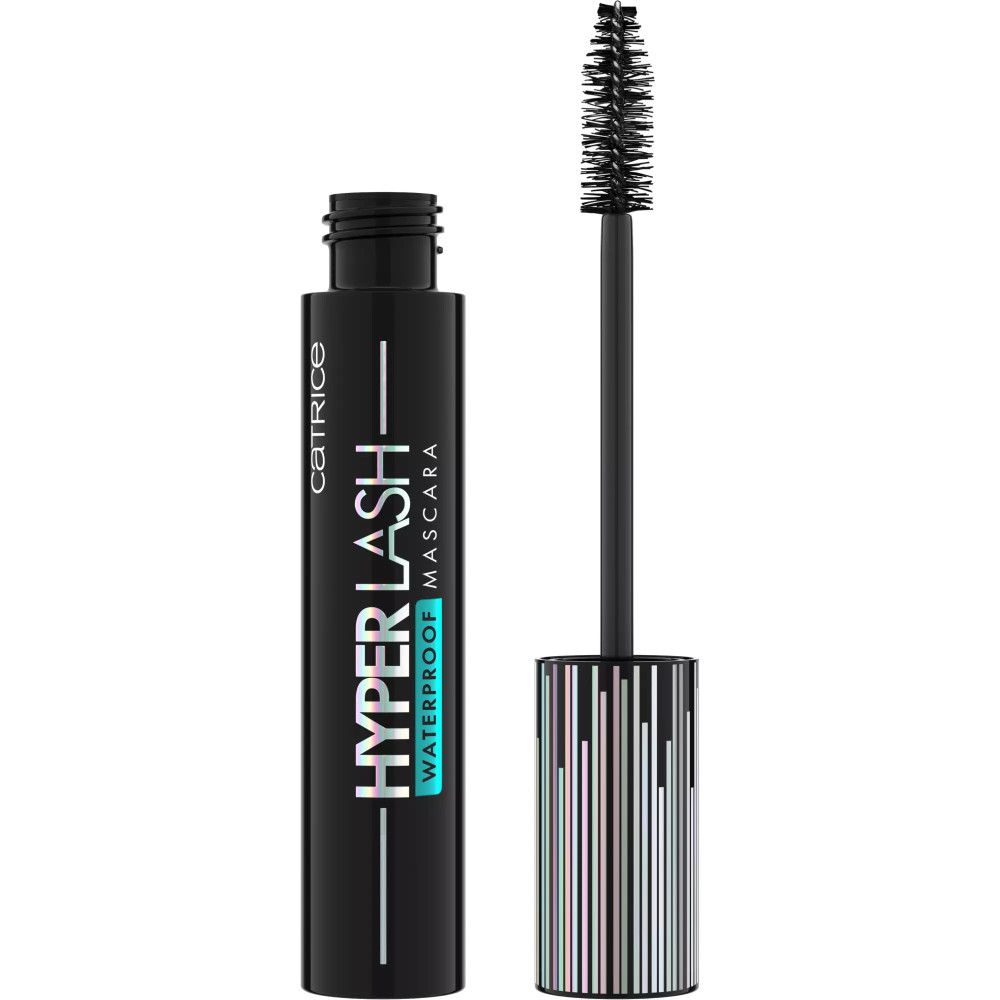 Tube et brosse de mascara noirs. Inscription: Catrice Hyper Lash Waterproof Mascara.