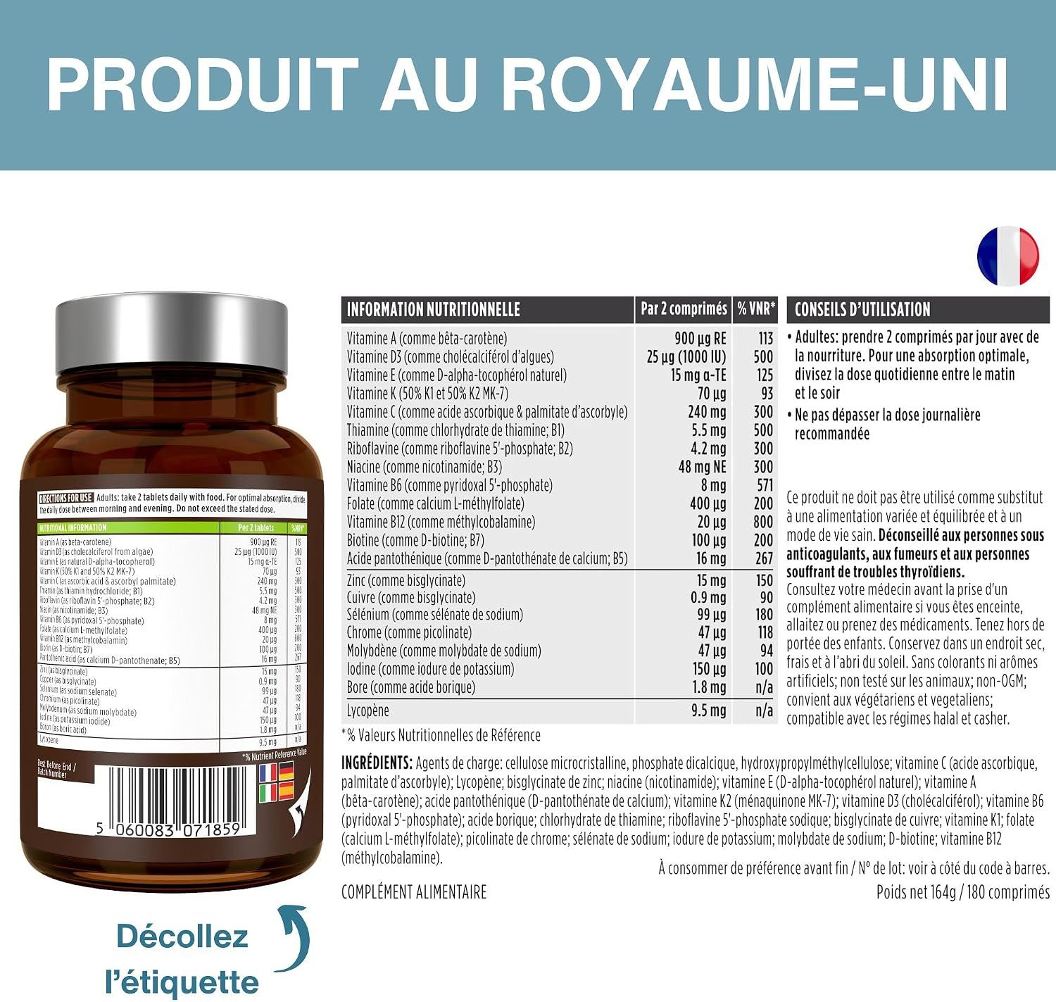 Aperçu des nutriments : vitamines, minéraux, lycopène, vitamines B, zinc et cuivre.