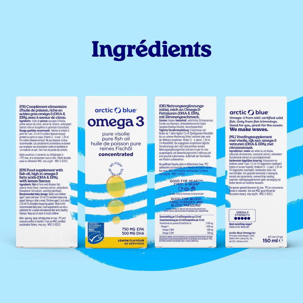 Informations nutritionnelles et ingrédients d'Arctic Blue Oméga 3.
