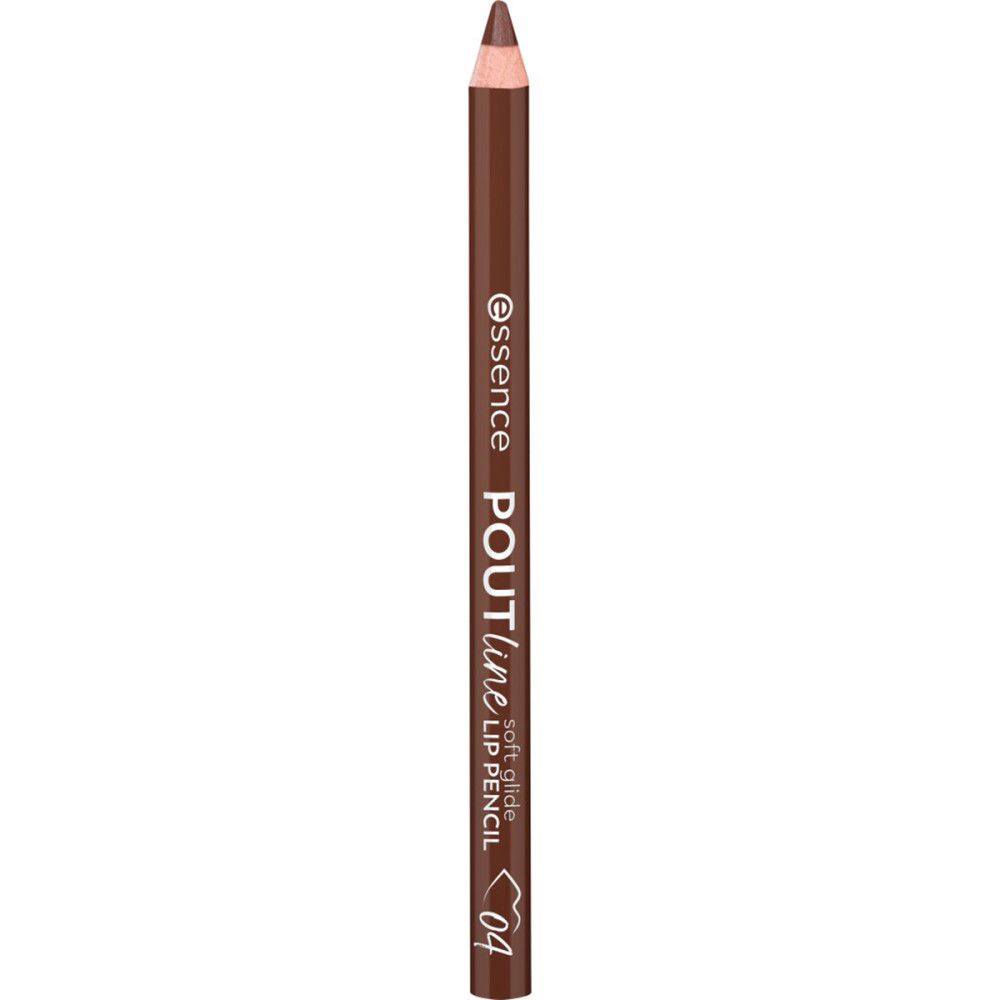 Bruine lippotlood. Opschrift: Essence, Poutline Soft Glide Lip Pencil, 04.