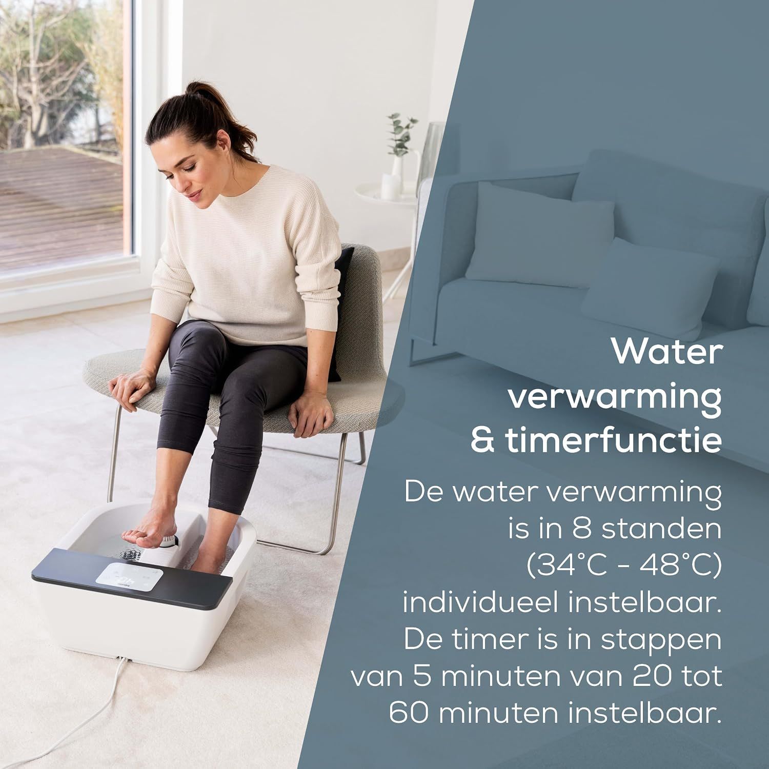 Beurer voetbad FB 60 met LED-touchdisplay en bedieningselementen.