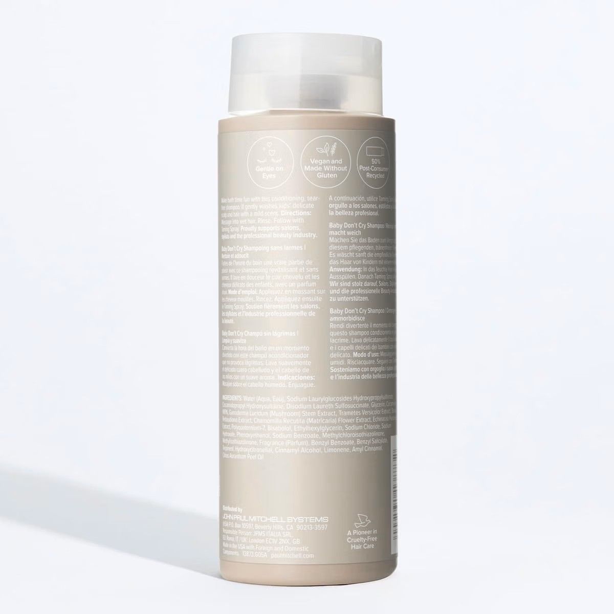 Comparaison des shampooings Paul Mitchell Baby Don't Cry avant et après le relooking.