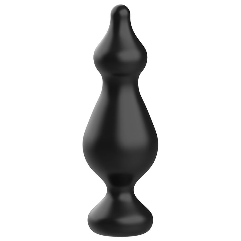 Plug anal noir flexible en TPR, 13,6 cm de long, avec une base large et une extrémité effilée.
