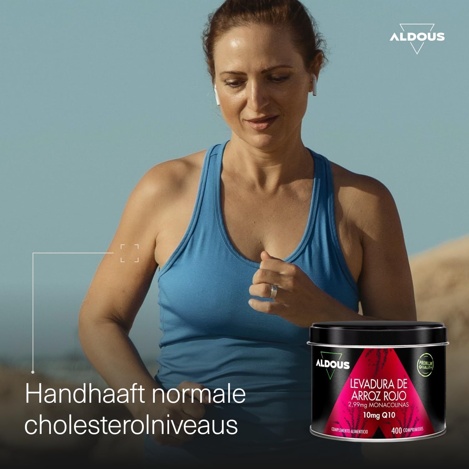 Aldous blik met rode rijstextract en co-enzym Q10, 400 capsules.