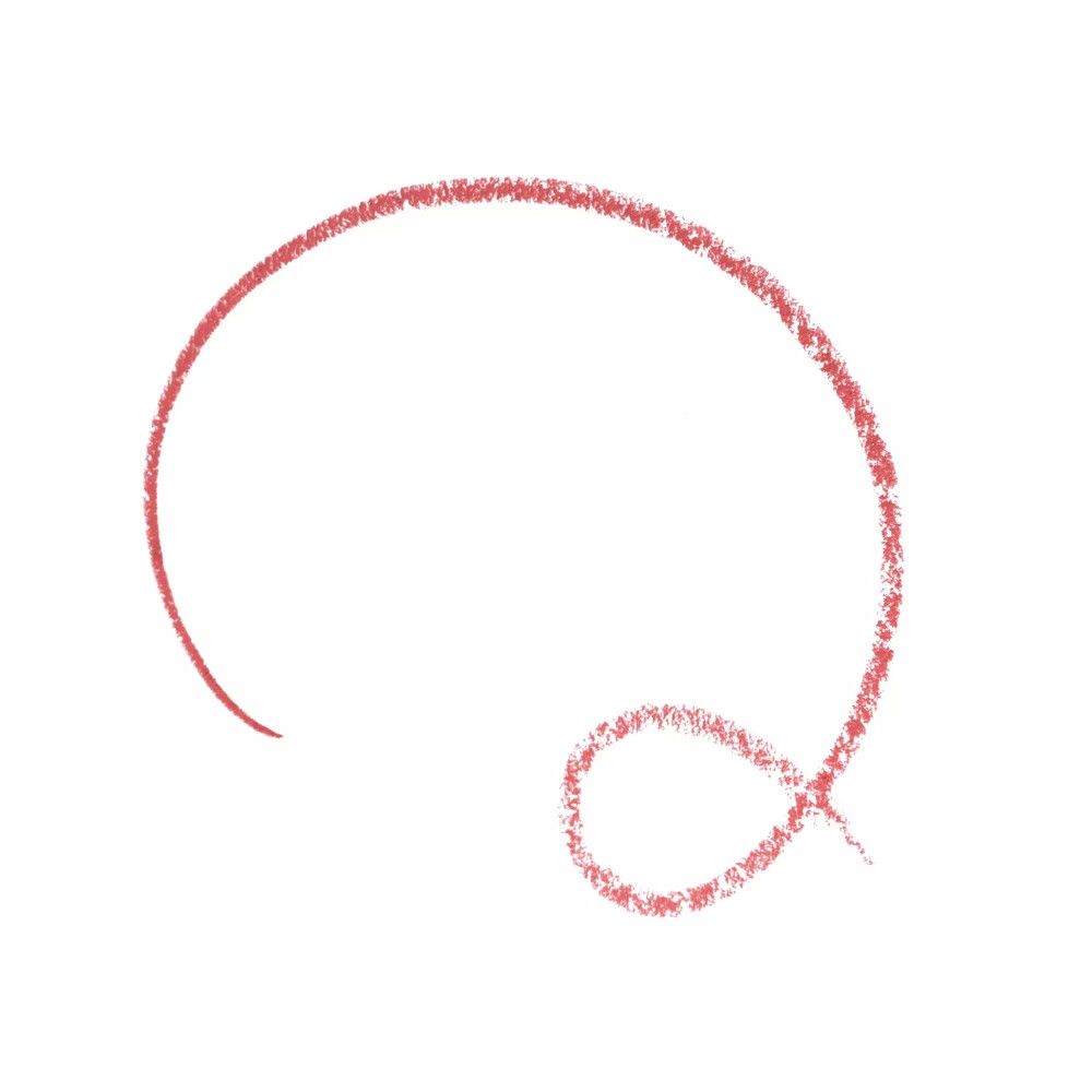 Roze lippotloodstreep, halve cirkel met lus.