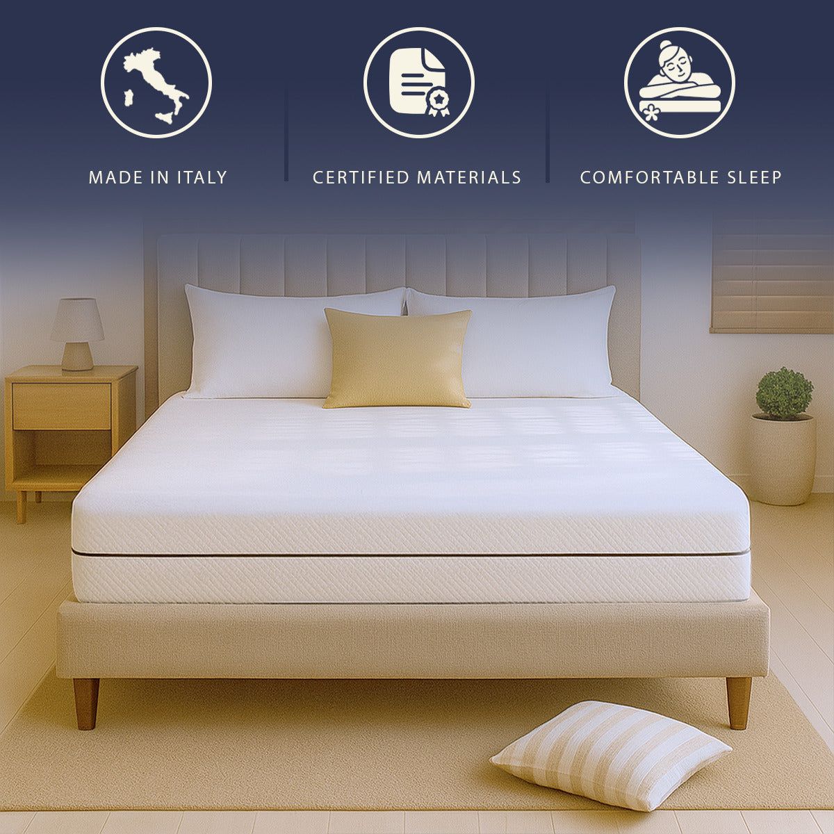 The White Stone Matras 90x200 cm van Hypoallergeen Schuim | Hoogte 14 cm