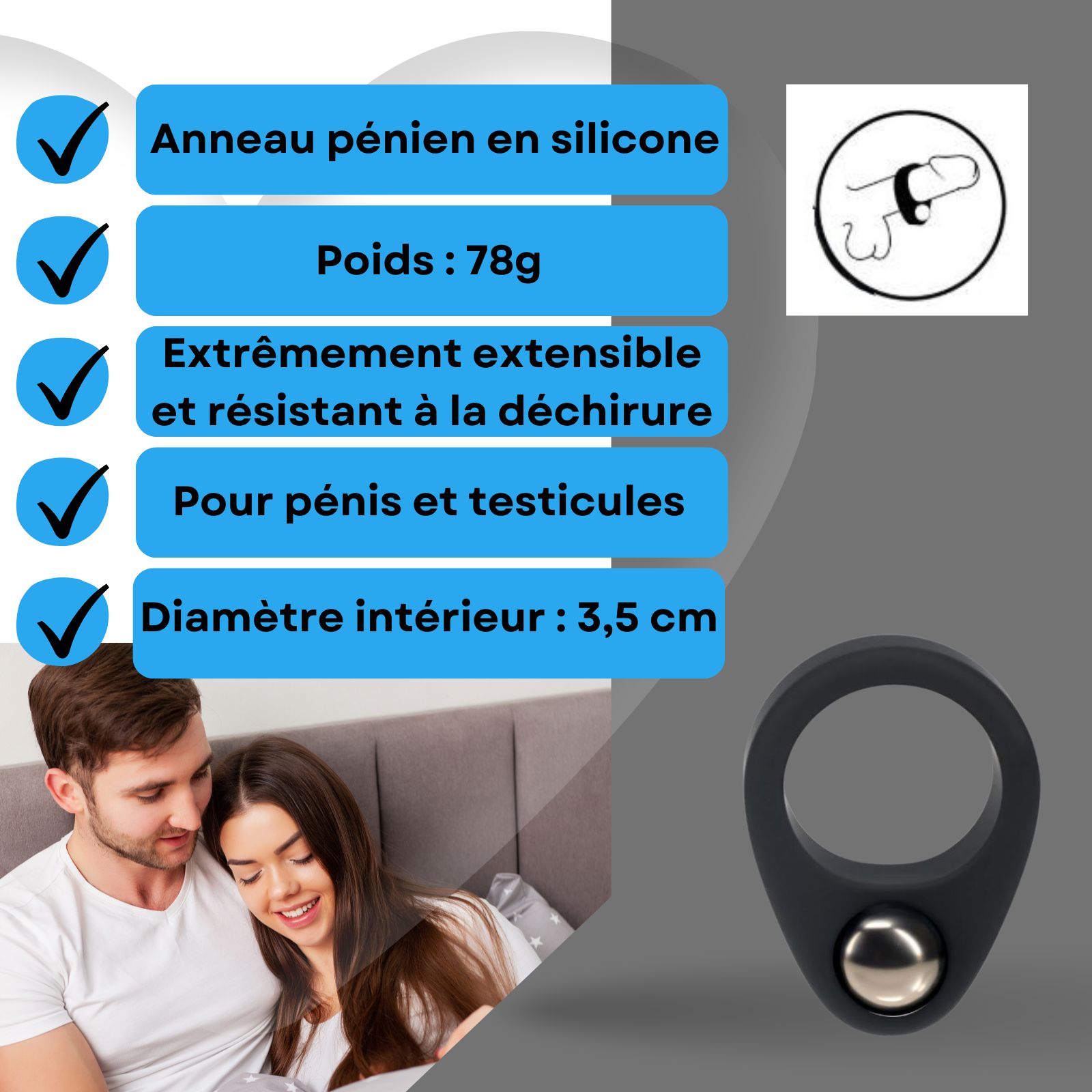 Lovelyness - Anneau pénien avec poids - Heavy - S