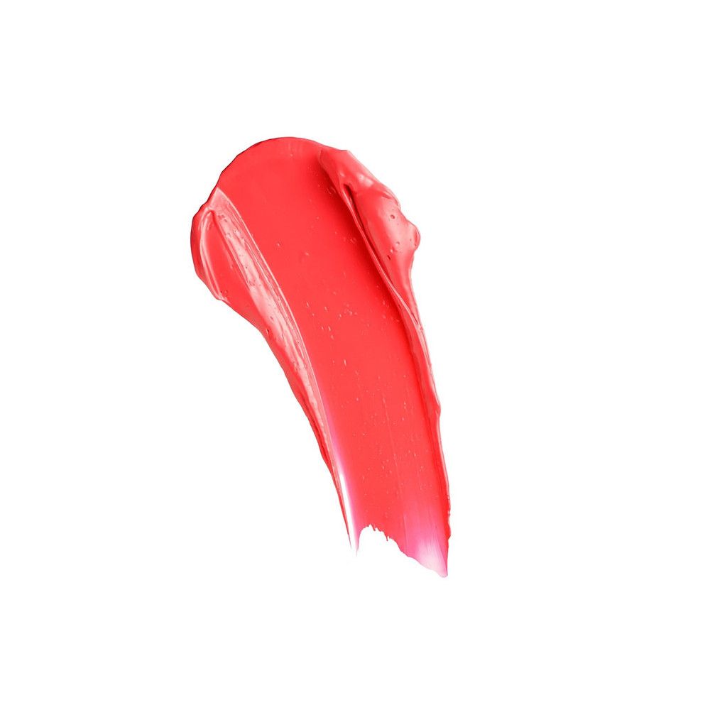 Échantillon de rouge à lèvres rouge. Texture crème. Sur fond blanc.