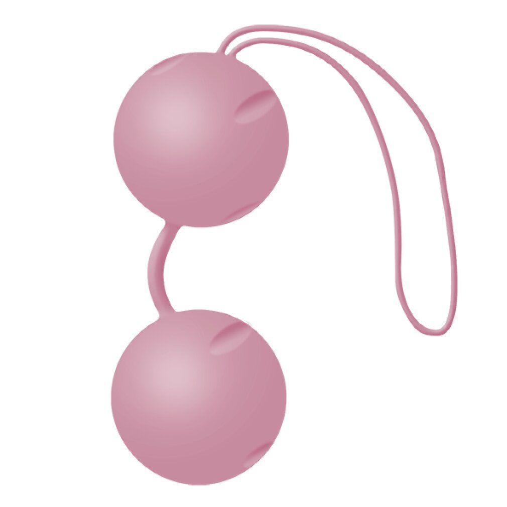 Deux boules roses avec une boucle, reliées par une courte lanière.