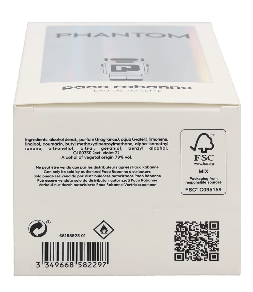 Achterkant van de verpakking. Tekst met ingrediënten, FSC-logo, QR-code en waarschuwingen.