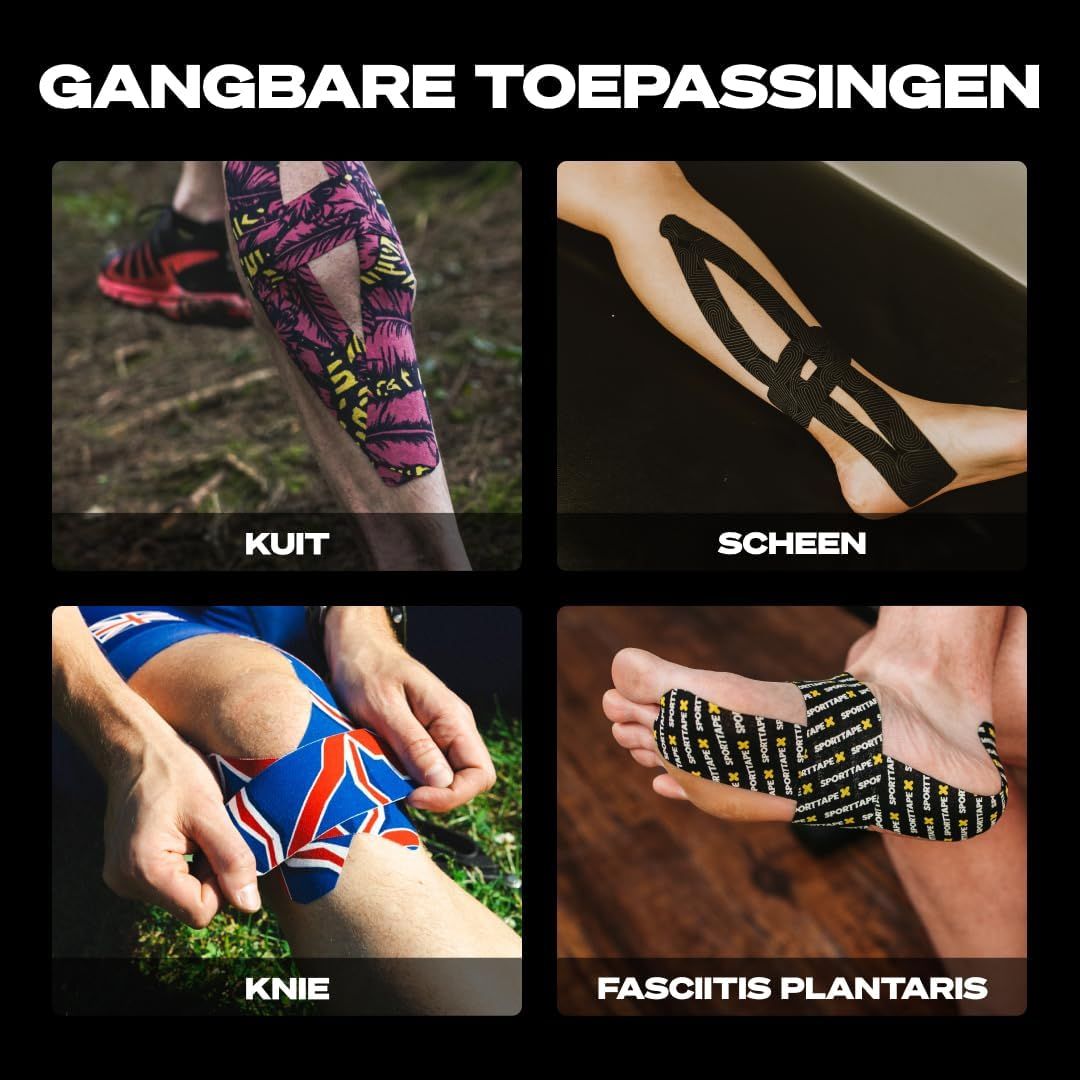 Verwijderen van kinesiologie tape: Weken met warm zeepwater of babyolie, langzaam verwijderen.