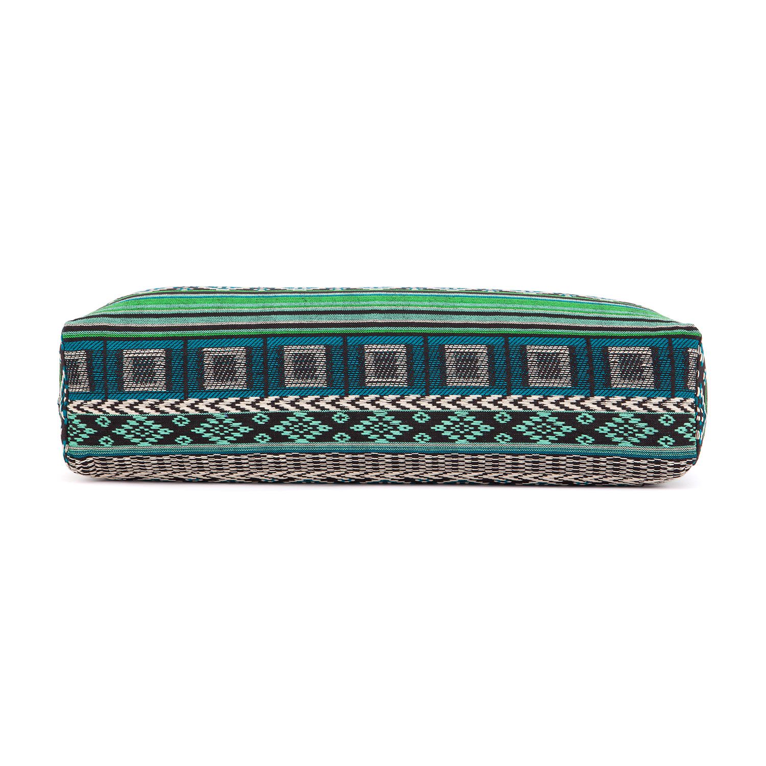 bodhi Collection ETHNO : Salamba (rectangulaire) traversin de yoga, jacquard, noir-blanc-vert