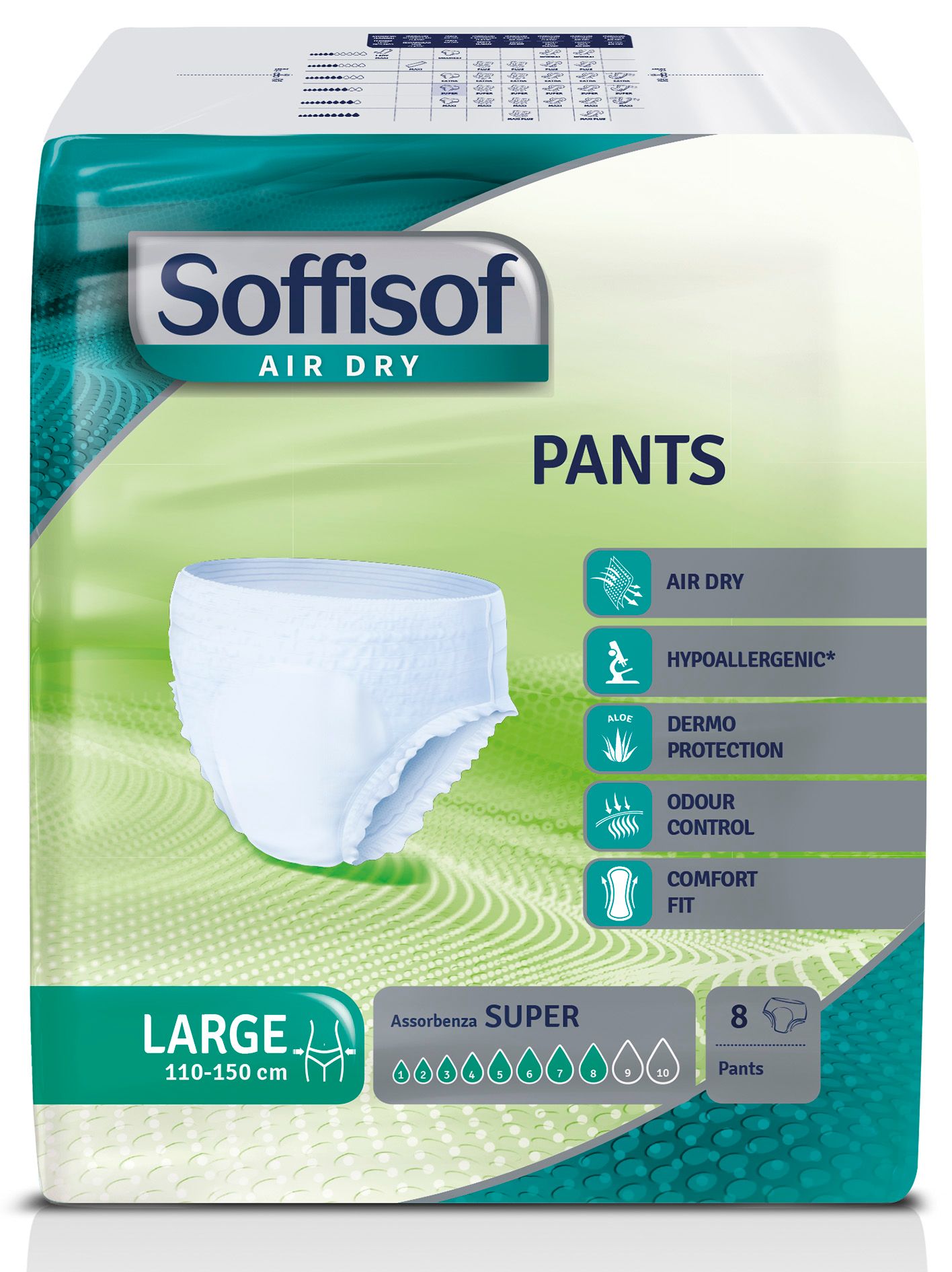 Soffisof Air Dry Pants, Maat L, 8 stuks
