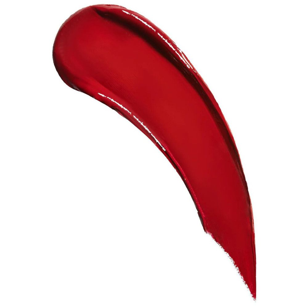 Échantillon de rouge à lèvres rouge. Texture brillante. Sur fond blanc.