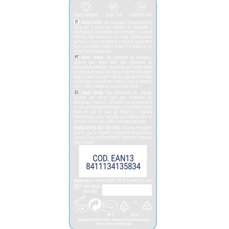 Achterkant van de productverpakking. Tekst in meerdere talen, waaronder Italiaans, Portugees en Spaans. Bevat een EAN-nummer.