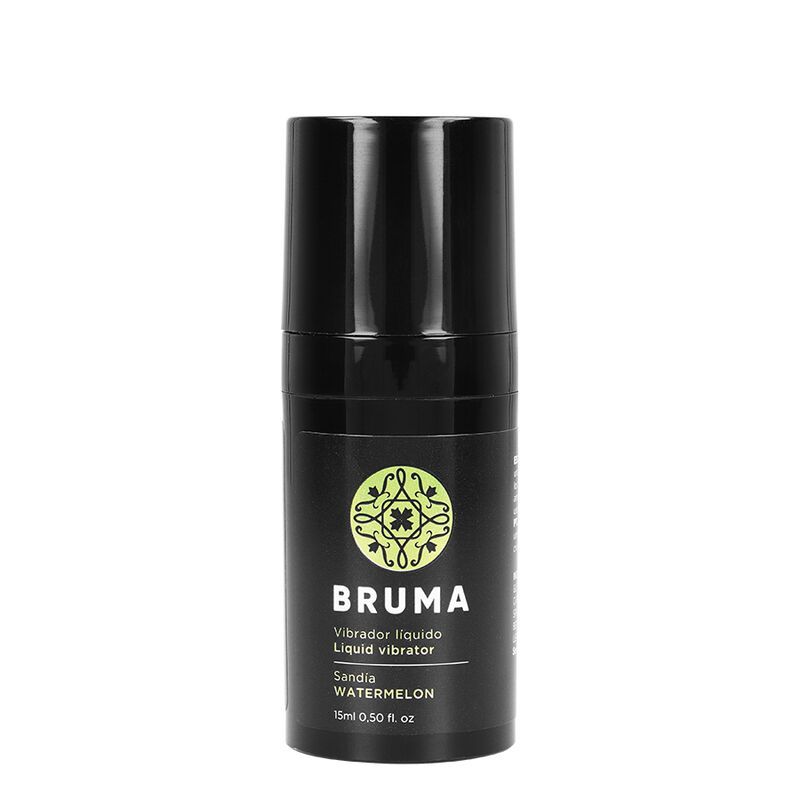 Bruma vloeibare vibrator met watermeloensmaak in zwarte fles. 15ml.