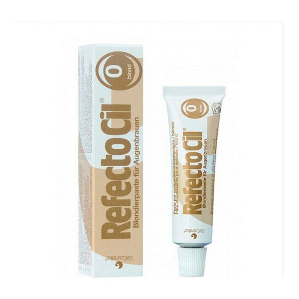 RefectoCil Blondierpaste voor wenkbrauwen. Tube en doos. Doos en tube met gouden tekst.