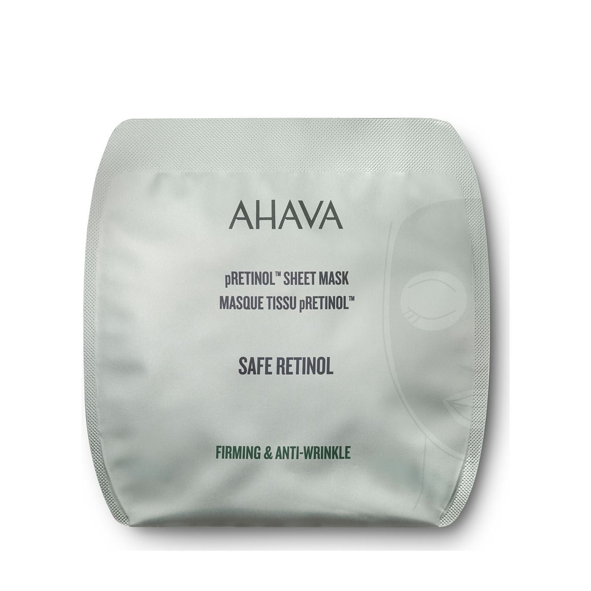 Ahava pRetinol Sheet Mask met "Safe Retinol" voor een stevigere, rimpelvrije huid.