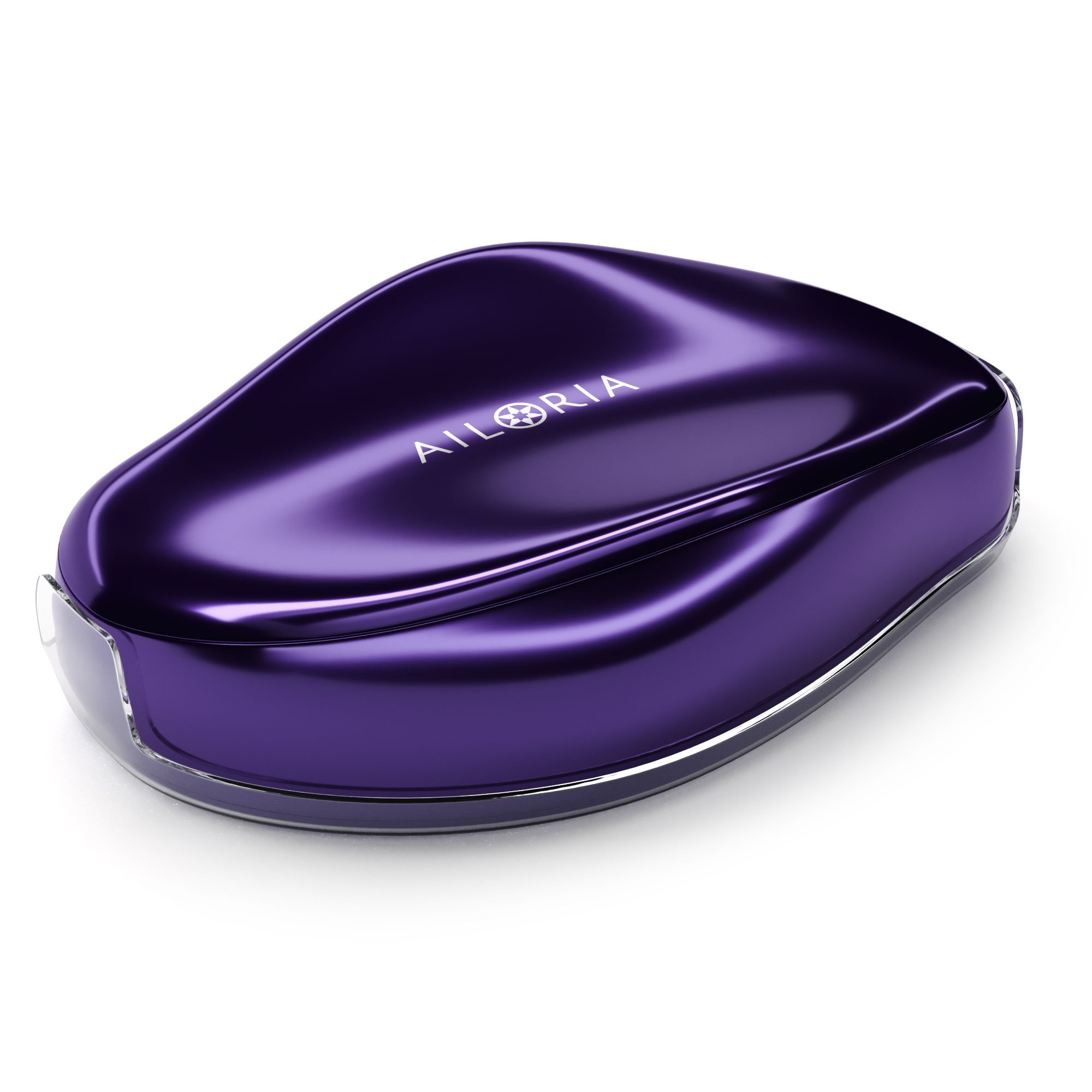Un rasoir violet brillant dans un étui transparent. Le nom de la marque AILORIA est visible.