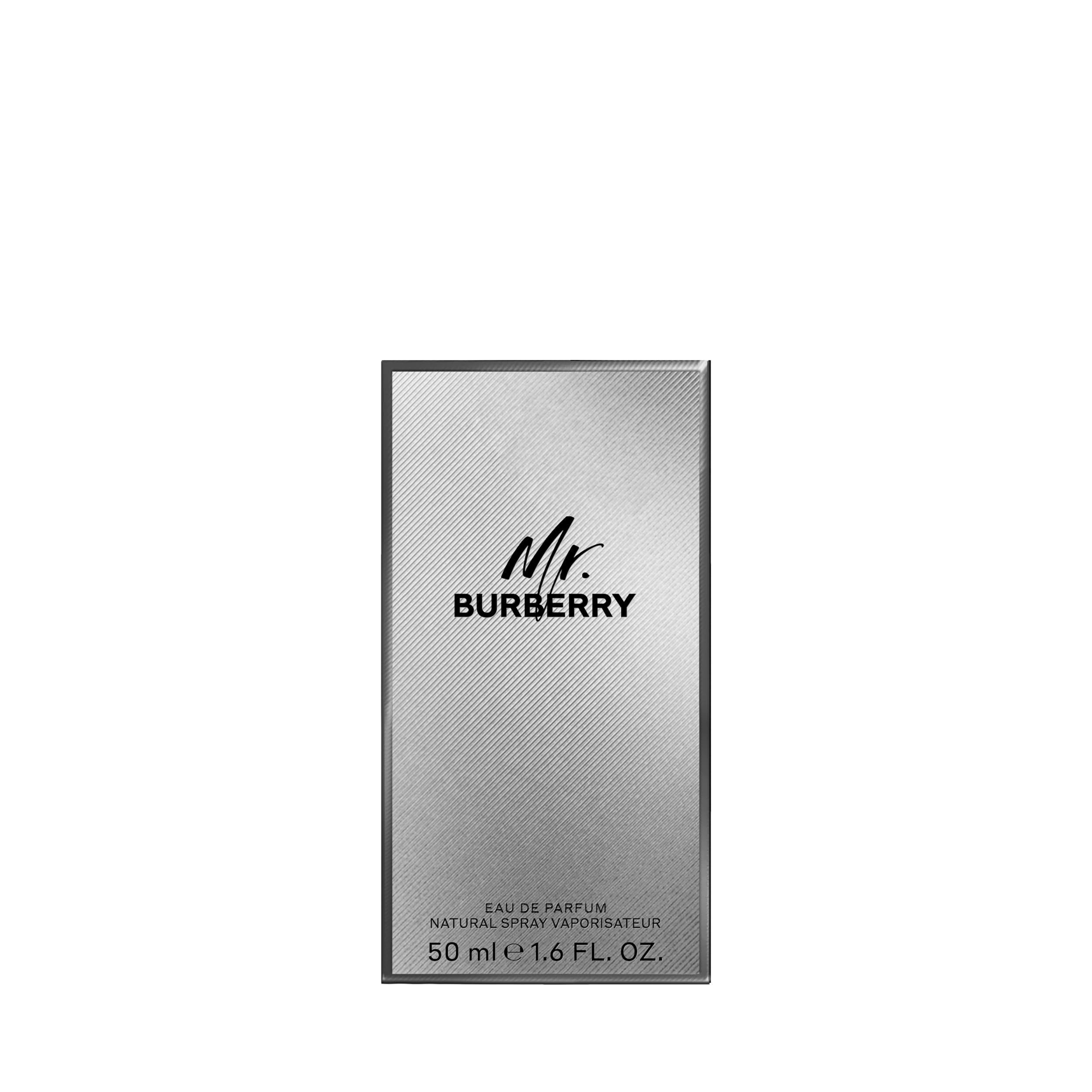Zilveren doos met Mr. Burberry logo. 50 ml. Eau de Parfum.