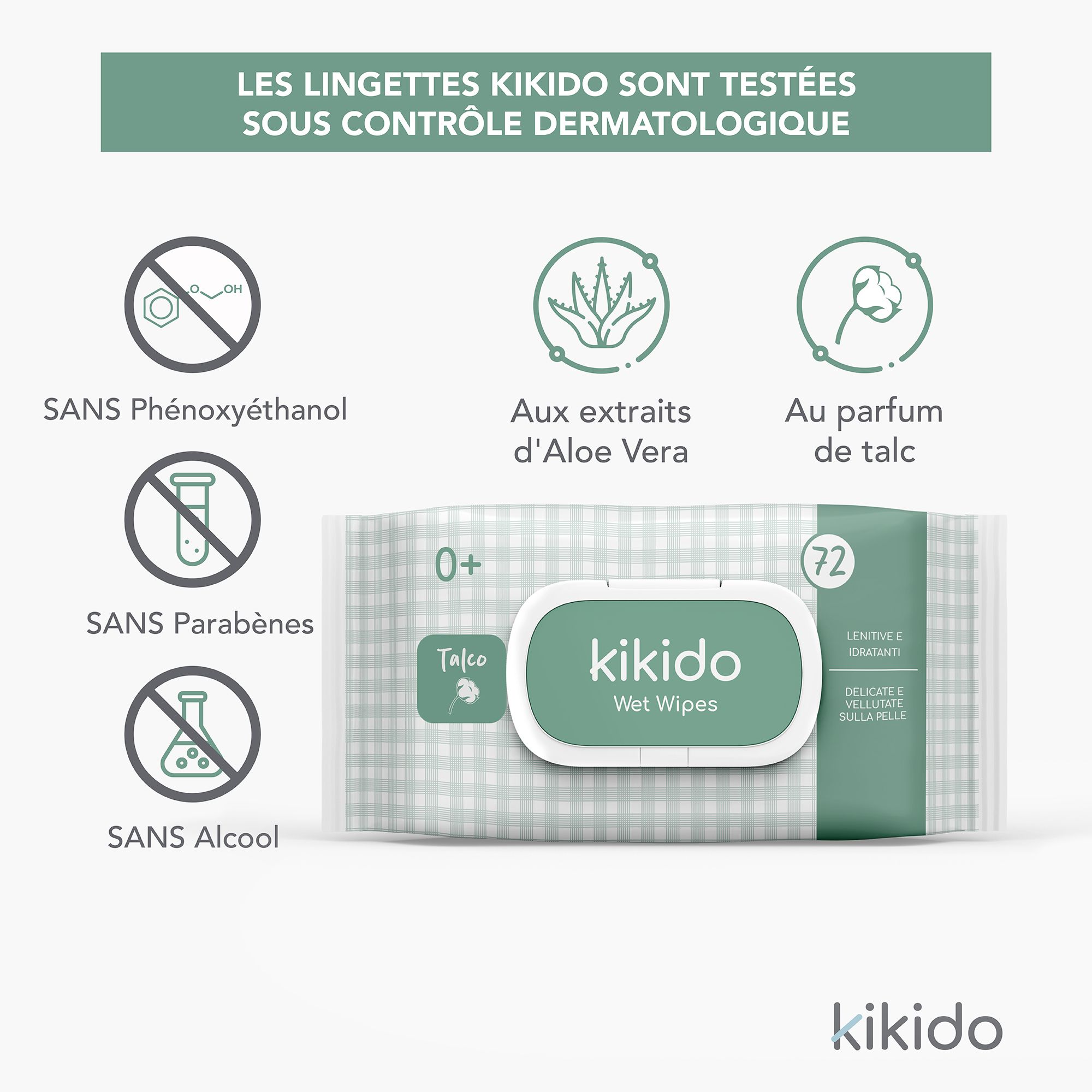 Kikido Lingettes Bébé au Talc