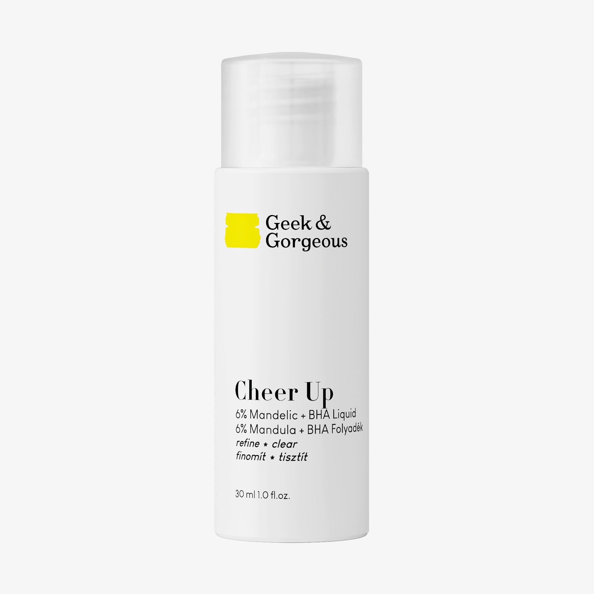 Geek & Gorgeous -Cheer up, peeling chimique à l'acide mandélique et à l'acide BHA, contre l'acné