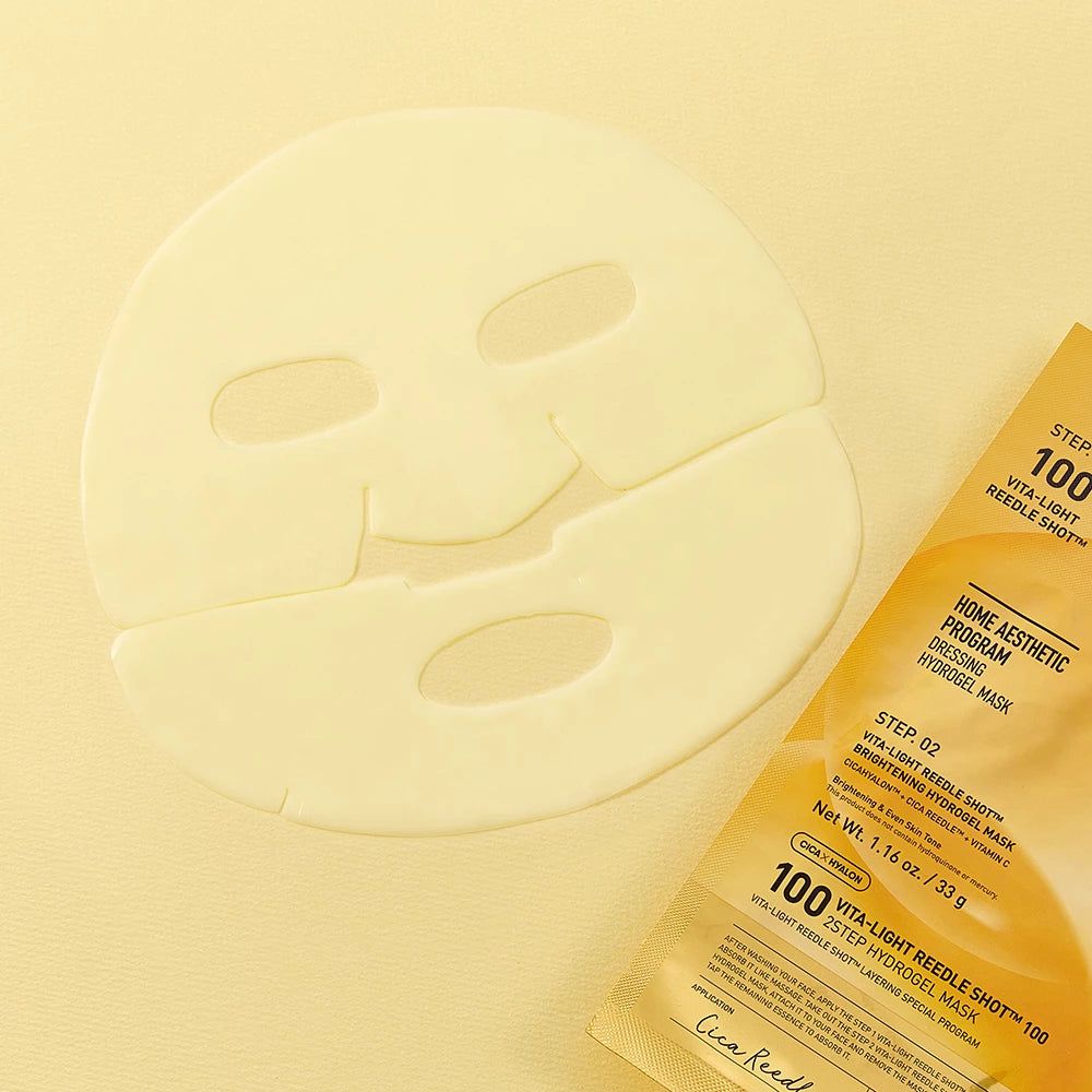 Masque hydrogel VT COSMETICS Vita-Light Reedle Shot 100 2 étapes, déplié.