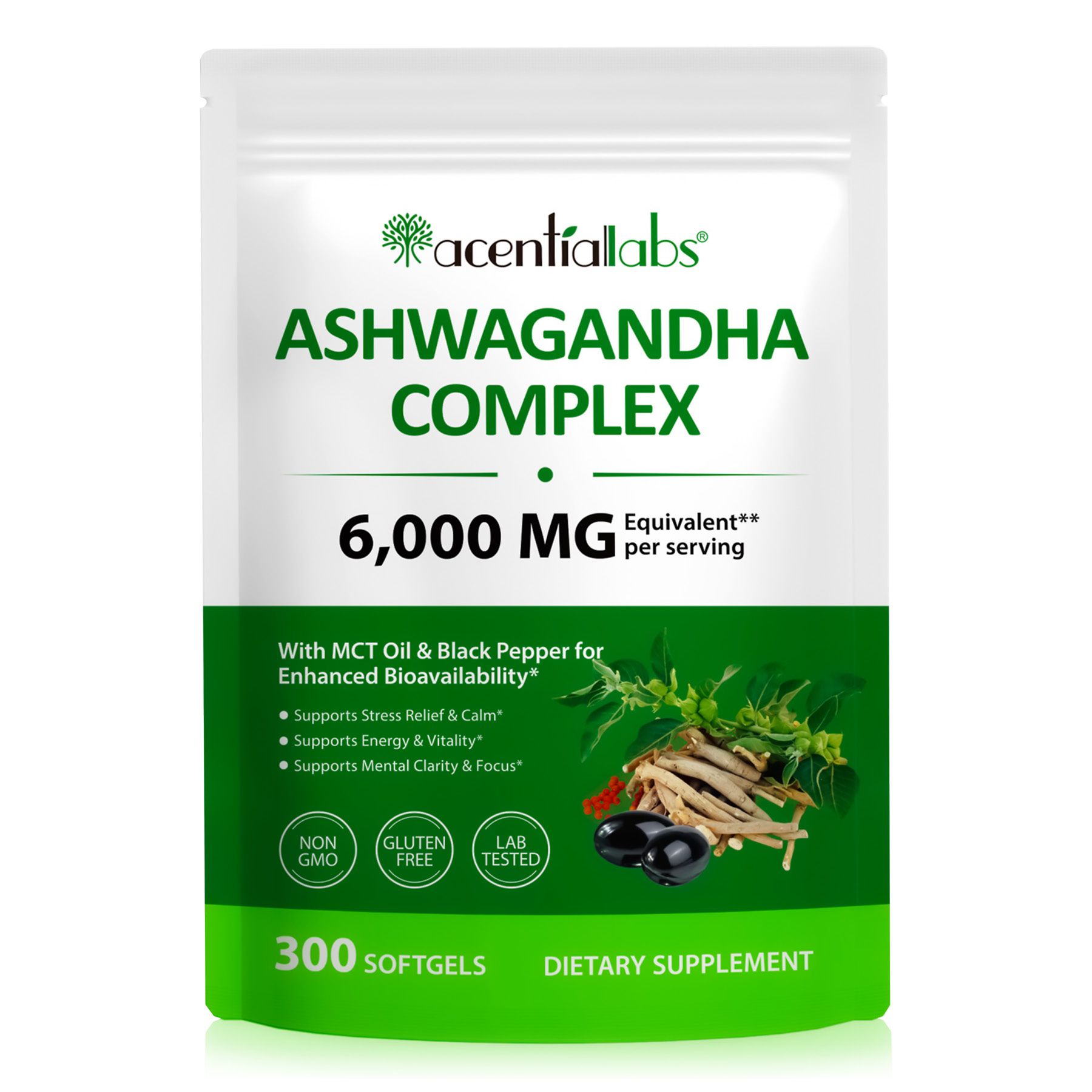 ALIVER Complexe d'extrait d'Ashwagandha Capsules molles à haute dose