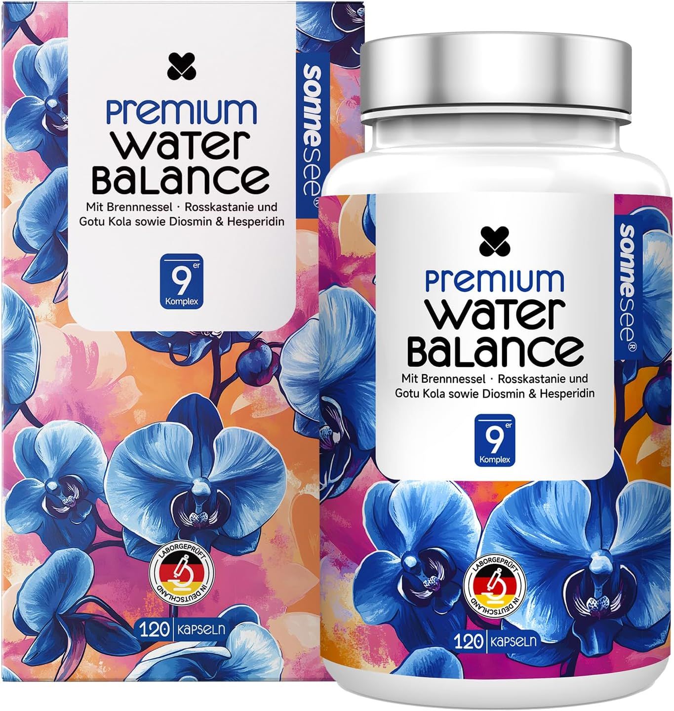 Sonnesee Premium Wasserbalance 9-in-1 comprimés drainants, 120 gélules.