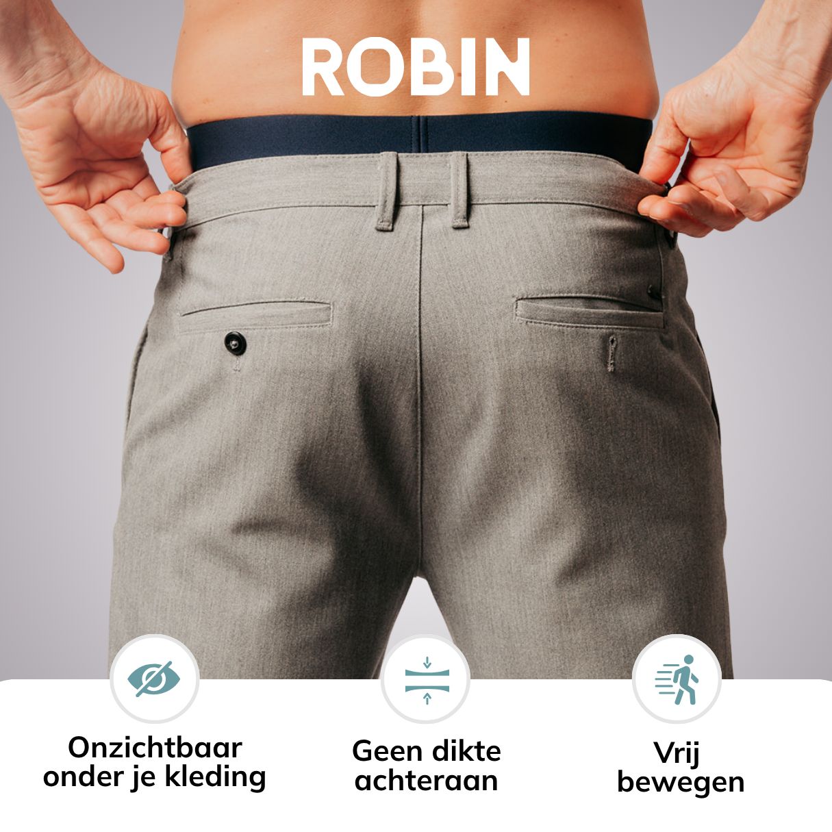 Donkerblauwe herenboxer met voorgevormd pad, absorptiecapaciteit 70ml.