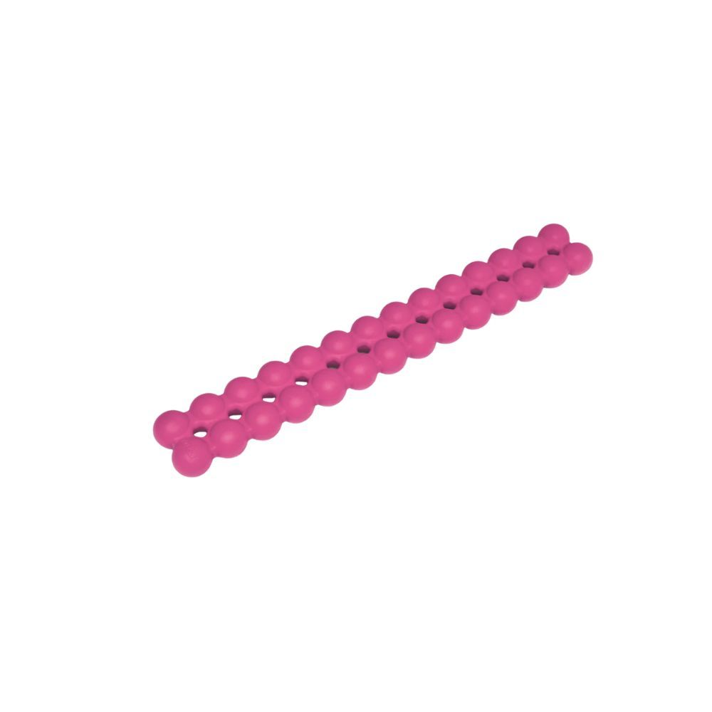 Roze SPINEFITTER®. Lange, cilindrische vorm met ronde elementen. Zonder achtergrond.
