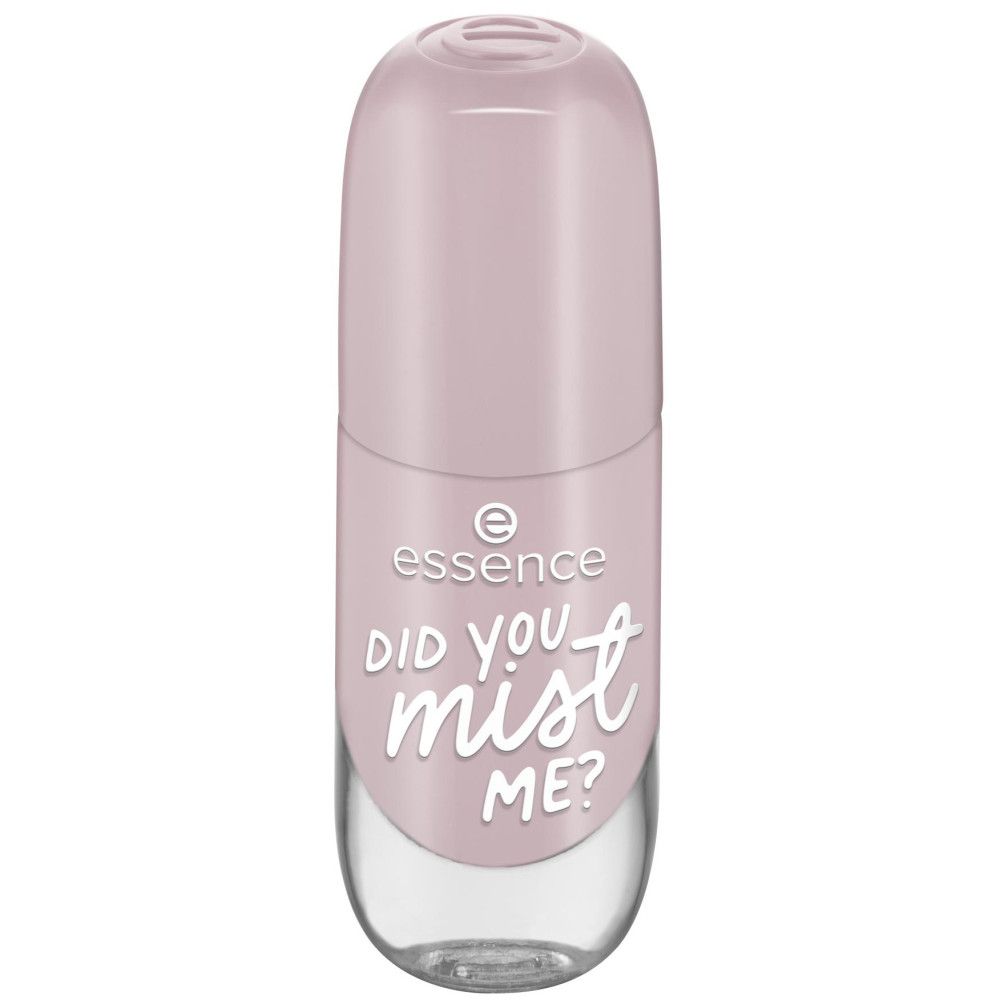 Flacon de vernis à ongles rose clair fermé. Inscription: Essence, DID YOU mist ME?