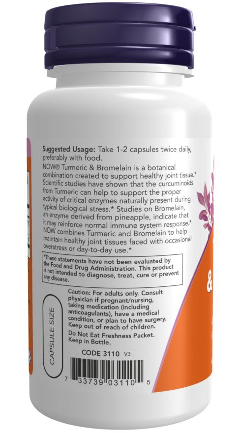 Achterkant van de fles. Oranje etiket met tekst: Suggested Usage. Bevat informatie over gebruik en waarschuwingen.