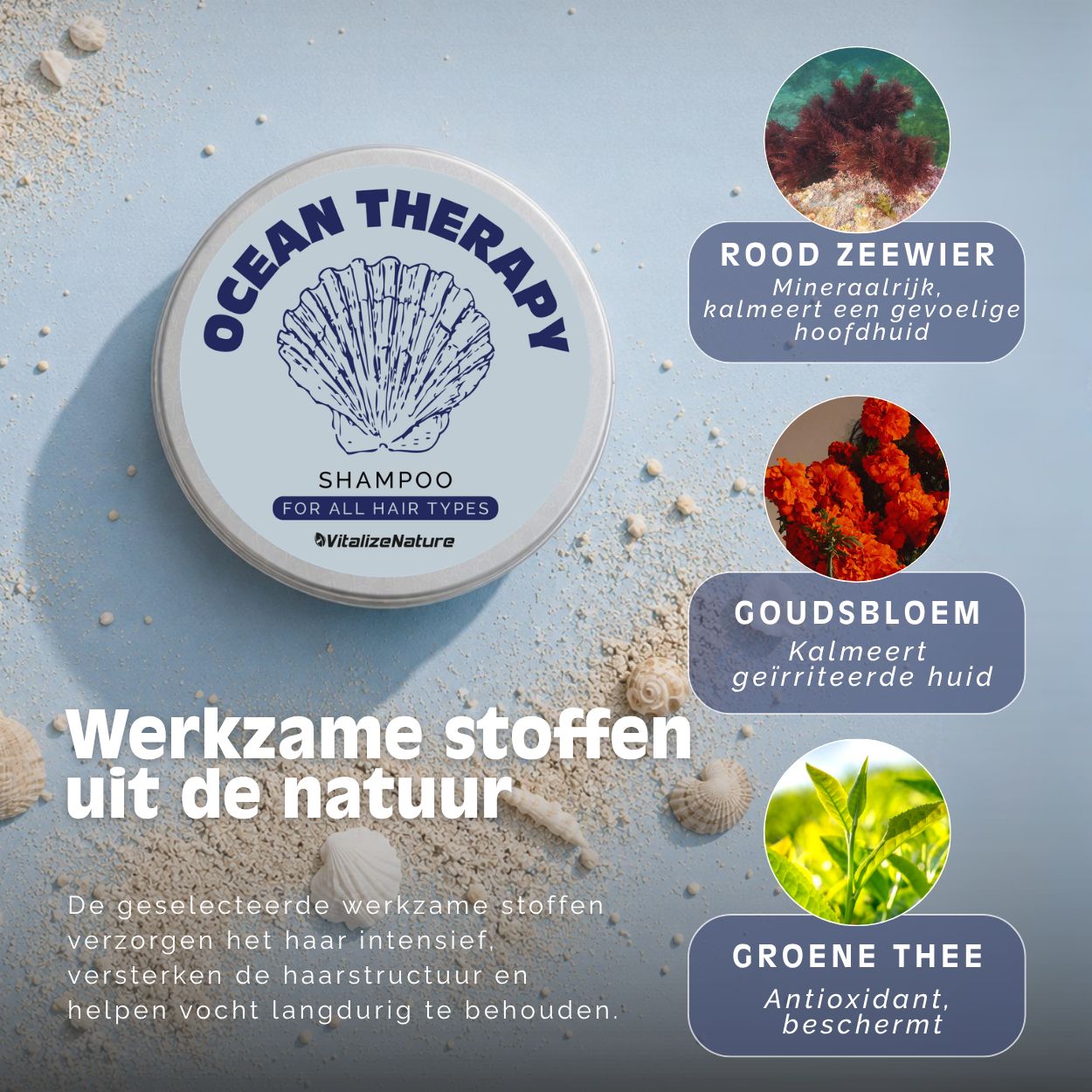 VitalizeNature Ocean Therapy Shampoo Bar – Algenextracten & olijfolie