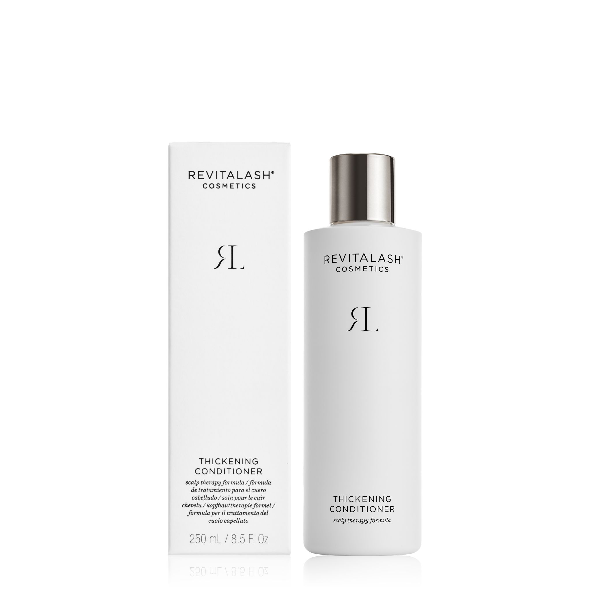 Flacon et boîte RevitaLash® Cosmetics Thickening Conditioner.