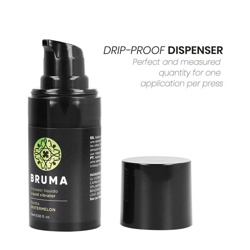 Bruma vloeibare vibrator met watermeloensmaak, dispenser met pomp. 15ml.