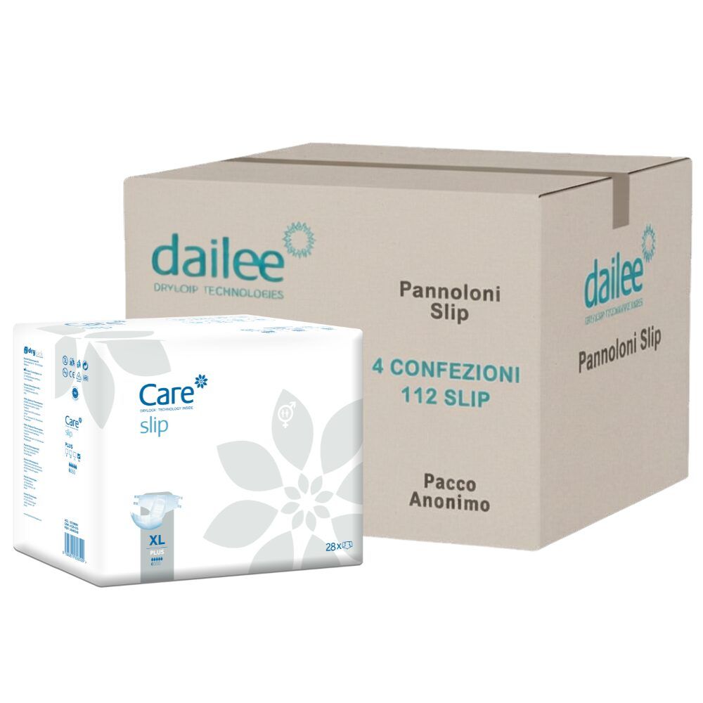 Dailee Care Slip incontinentieluiers voor volwassenen, pak en doos.