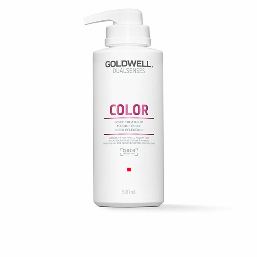 Goldwell Dualsenses Color fles met pomp. Witte fles met productnaam en rood vierkant.