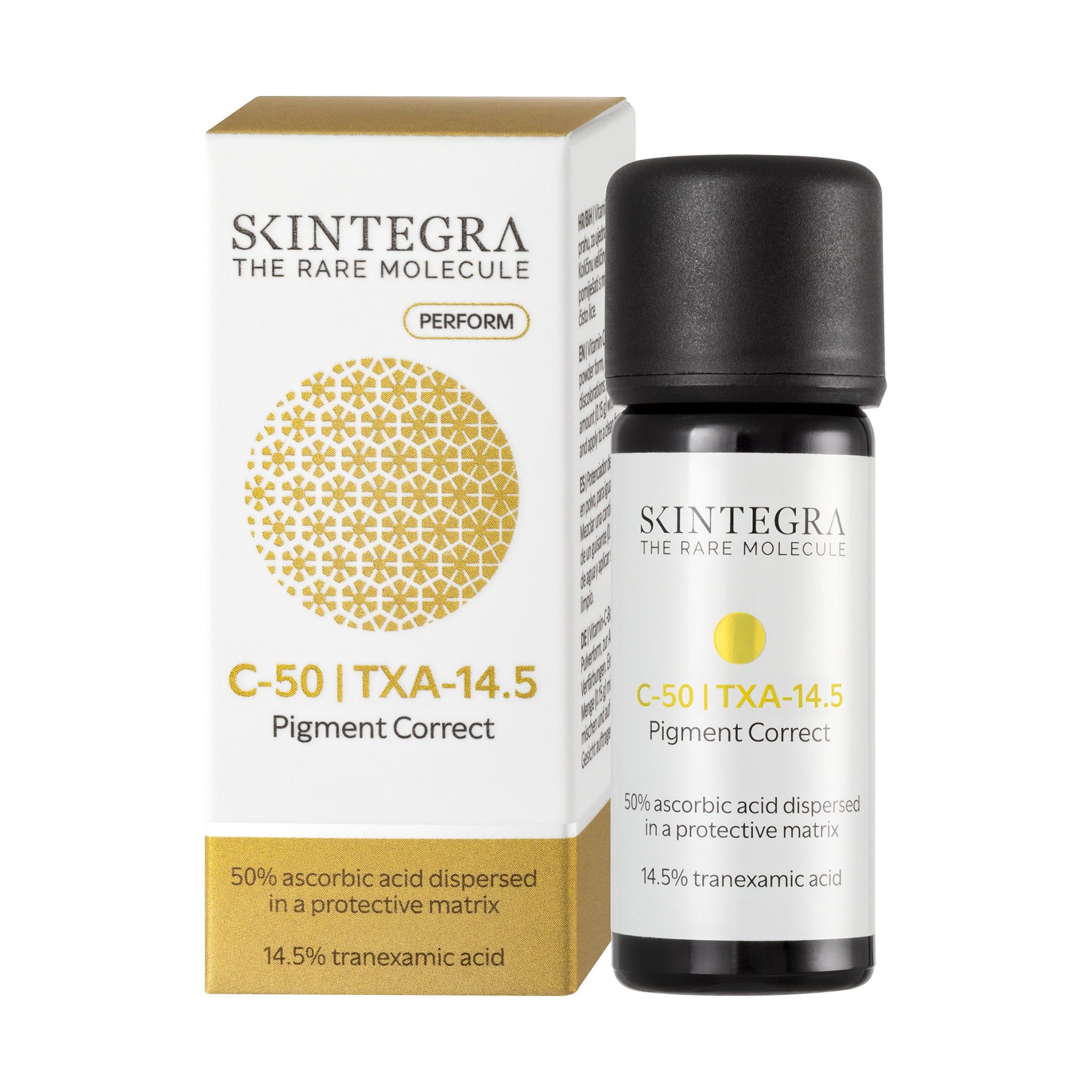 Flacon de sérum et emballage Skintegra C-50 | TXA-14.5 Pigment Correct.