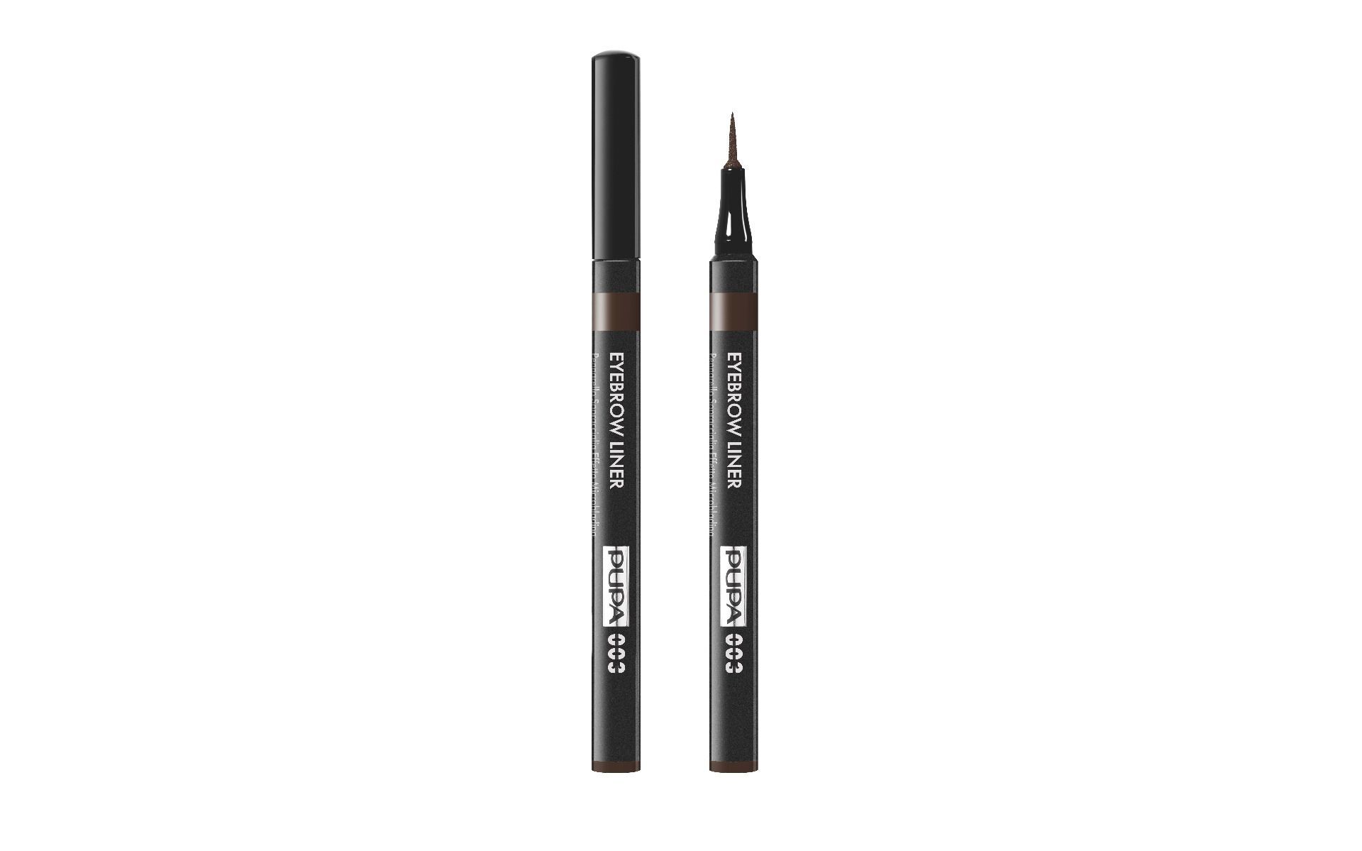 Pupa Eyebrow Liner 003 brun, deux feutres avec capuchons.