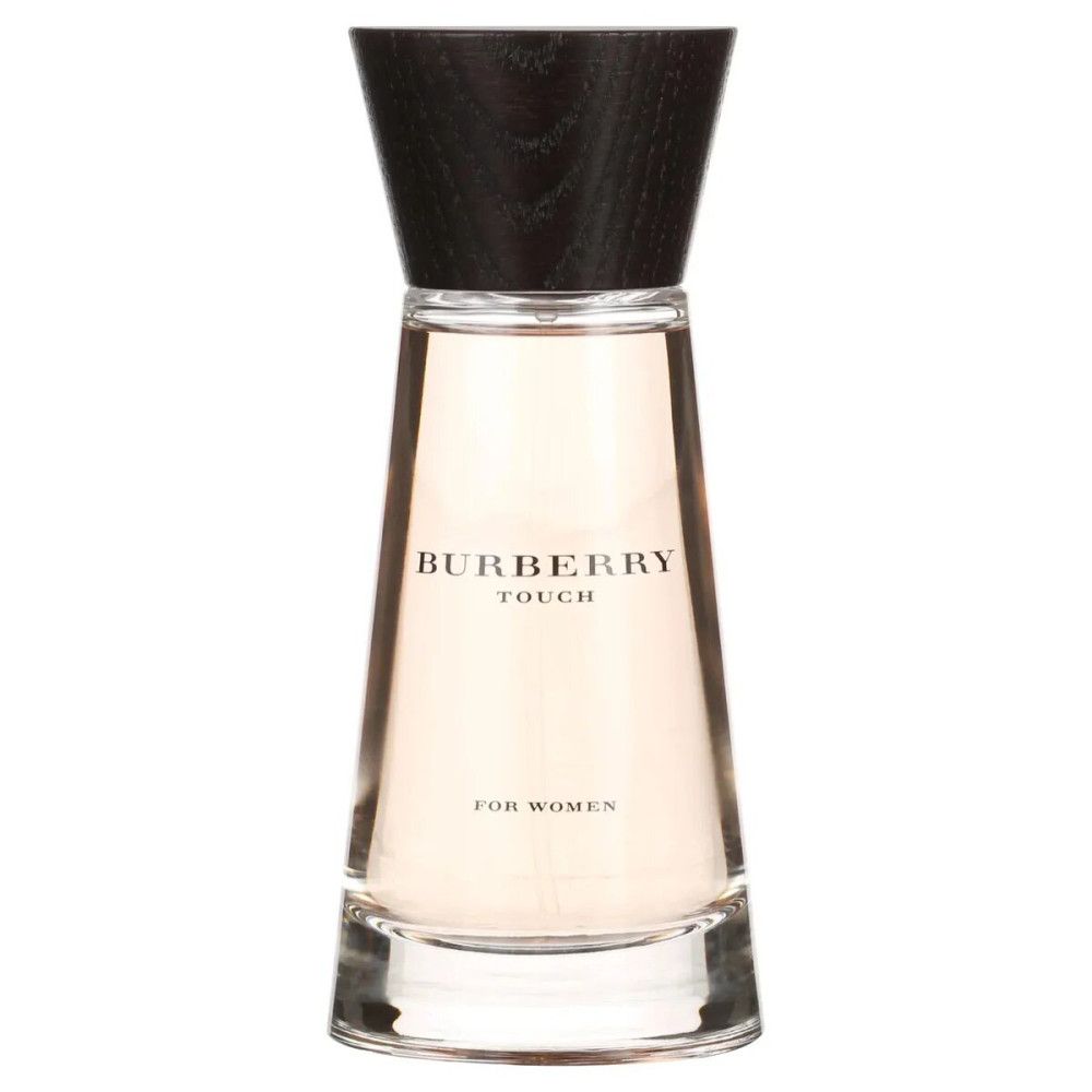 Flacon Burberry Touch for Women. Flacon avec bouchon noir, inscription et mention 'FOR WOMEN'.